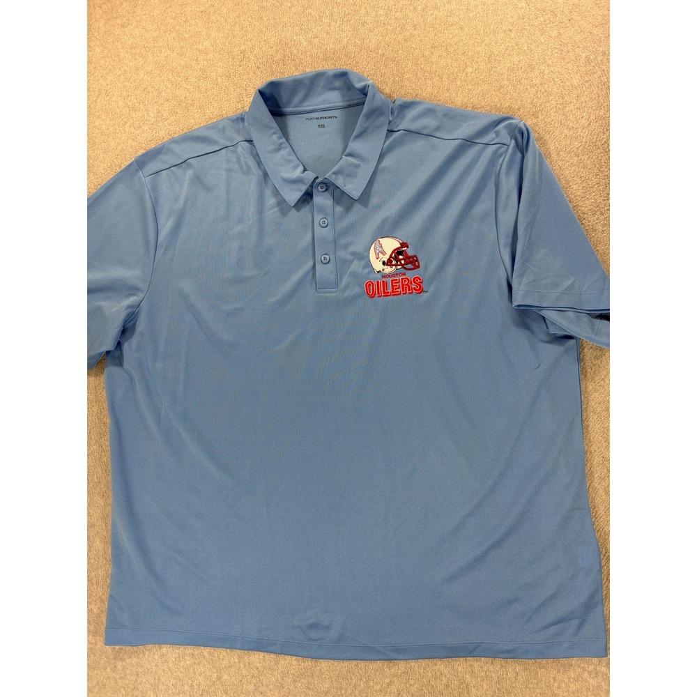 Houston Oilers Stitched Logo Short Sleeve Stadium Polo Shirt (Men's 4XL) Blue